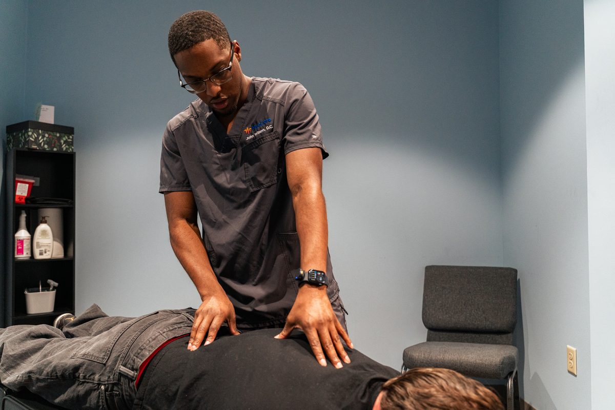 Wide view of a CJW Chiropractic Solutions treatment room